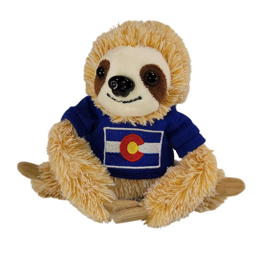 Sloth Plush Stuffed Animal 8" Colorado Flag Shirt  Soft Toy Plushy Stuffy
